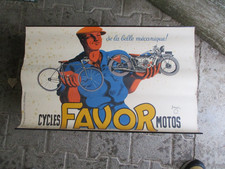 FAVOR ancienne affiche d'époque 60 x 40 cm  moto ancienne 1937