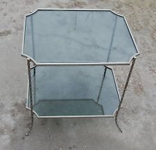 1950/70 Guéridon Maison Baguès Modèle Bambou Laiton Argenté Angles Concaves