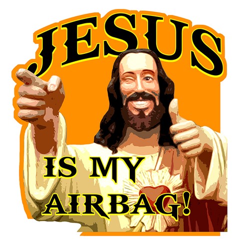Jesus airbag humour fun - is, my