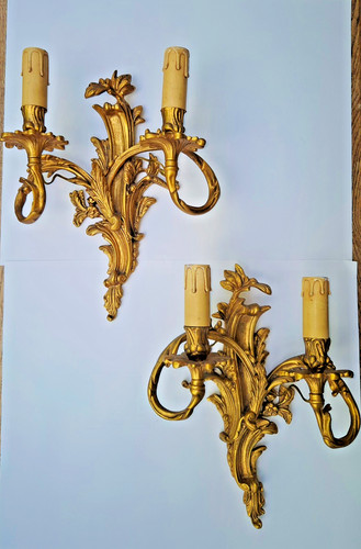 Paire appliques bronze doré - d'appliques,
