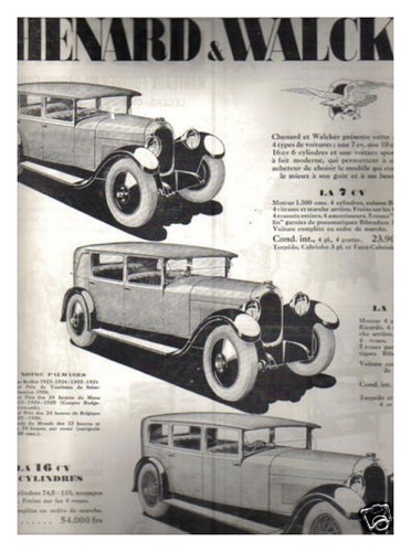 Publicite auto chenard walker - auto,