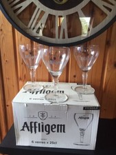PROMO 6 NOUVEAUX VERRES A bIERE  AFFLIGEM 25 CL NEUFS  + 12 SOUS BOCKS  !!!!!!