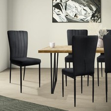 Lot de 4 Chaises de salle à manger en velours doux noir avec dossier ergonomique