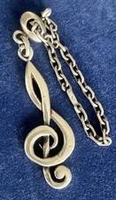 Porte-clés Note De Musique Clé de Sol  Argent Massif  Vintage 14,5 Grammes