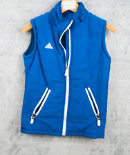 Adidas gilet femme taille S bleu blanc veste avec pochés zip ladies matelassé