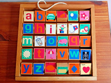 Vintage abacus alphabet cubes en bois lettres A-Z langue anglaise