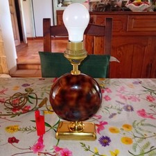 ANNÉES 70 80 LAMPE LE DAUPHIN RONAILLE LAITON TRES BON ÉTAT HAUTEUR 28 CM 