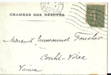 Enveloppe Chambre des députés 1917 timbre semeuse 15c timbre sec République