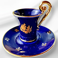 Vintage Limoges France Fragonard 22k Porcelain cup and plate Courting Couple