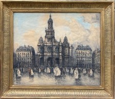Tableau Peinture Cadre Frank Will Aquarelle Église Ste Trinité Paris rare ancien