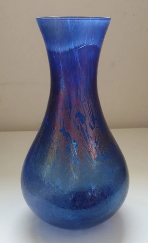Vase verre irisé bleu violet - vase,