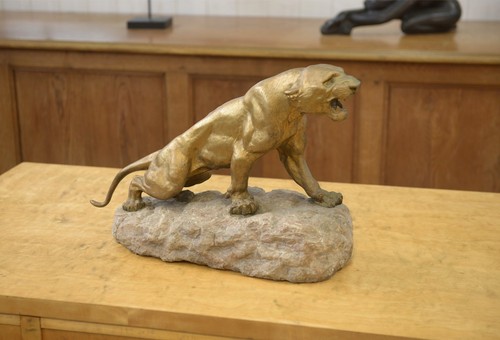 Panthère bronze sur - en,