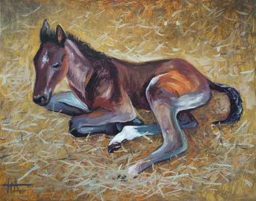Tableau huile original cheval