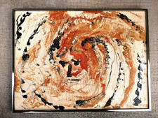 Tableau huile panneau  ROBERT E. FORTIN oil panel Canada 1975 design