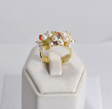 Anneaux Argent 925 D'Or Perles