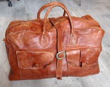 Grand sac vintage de voyage en cuir retro chic grand sac en cuir marron.