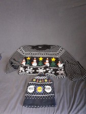 PULL BONNET DE NOEL LIDL TAILLE M AVEC ETOILES CLIGNOTANTES.BONNET PULL LIDL
