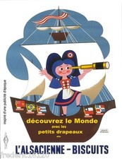 Drapeau métal l'Alsacienne Amériques Petits exquis collector années 1960