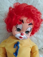 Grand clown poupée de chiffon ARI 65 cm vintage cheveux  orange