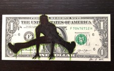 De CBOYLE Street Art Pop Art Signé Avec CA Acrylique Dollars Américain