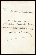 ancienne lettre autographe de Pierre Perreau-Pradier Homme Politique Yonne 