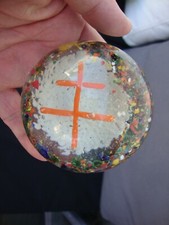 ancien SULFURE PRESSE PAPIER Croix de LORRAINE, cristallo cérame MURANO CLICHY ?