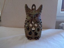 PHOTOPHORE, DIFFUSEUR ANCIEN EN FONTE EN FORME DE CHOUETTE, HIBOU