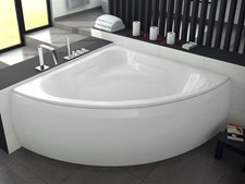 Baignoire Bain d'angle 140x140 + tablier en acrylique + Siphon + pieds - MIA