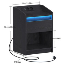 Table de chevet noire LED –