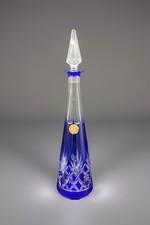 Grande Carafe Cristal De Saint-Louis Massenet Overlay Bleu H41cm Bel état