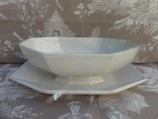 Creil Montereau Perlé Saucière faience fine marque en creux Montereau  XIX ème