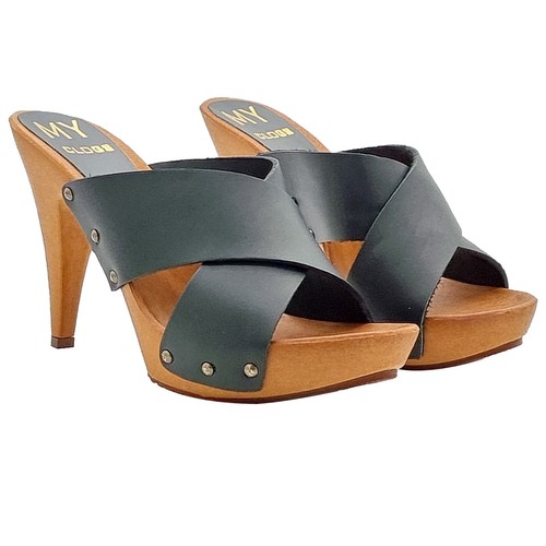 Mules cuir avec - mules, bandes
