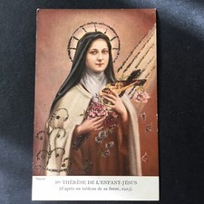 CPA Sainte THERESE Carte Postale Ancienne Religieuse avec Paillettes Dorées