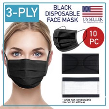 Noir Jetable Visage Masque 10 Pièces 3-Ply Médical Chirurgical Ear-Loop Mouth De