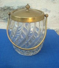 V60 Seau à Biscuit en Métal et Cristal signé St Louis ancien