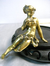 🇫🇷 ANCIENNE STATUETTE SCULPTURE BRONZE DORE FEMME NUE A L'ANTIQUE