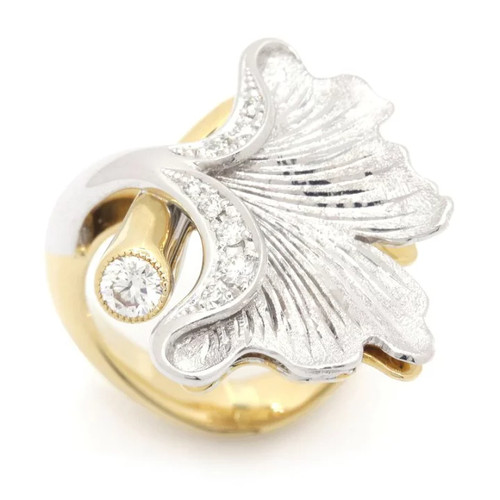 Vintage 18k diamant feuille - vintage, or