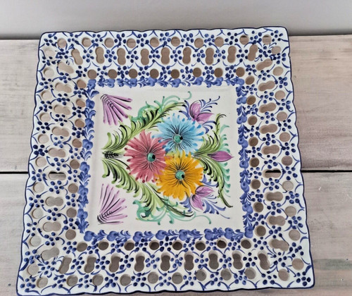 Plat carré faïence bords - faïence,,