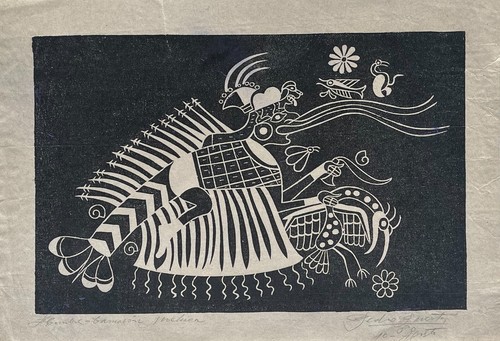 Pedro puerta linocut signed - pedro,