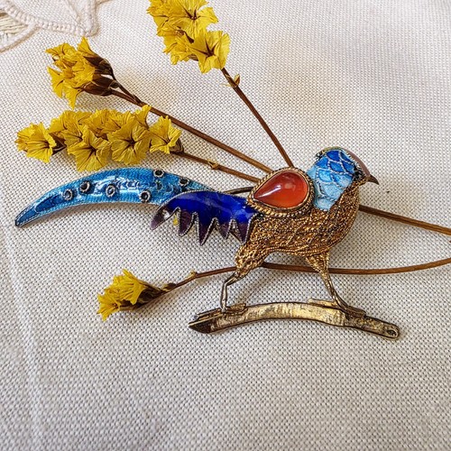 Broche oiseau vermeil - broche,