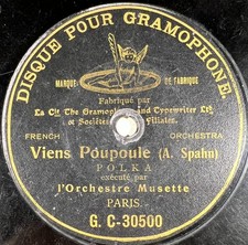 Orchestre Musette : Viens poupoule ONE-SIDE 78 RPM 10" GRAMOPHONE G&T BERLINER