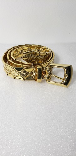 Gold braided leather belt with - leather,