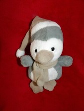Doudou Peluche INSPIRION ROBEEZ Pingouin Gris Blanc Beige 18 CM
