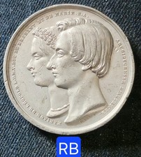 Belgique - Superbe Médaille Etain 45 mm - Mariage Du Futur Roi Leopold II 1853