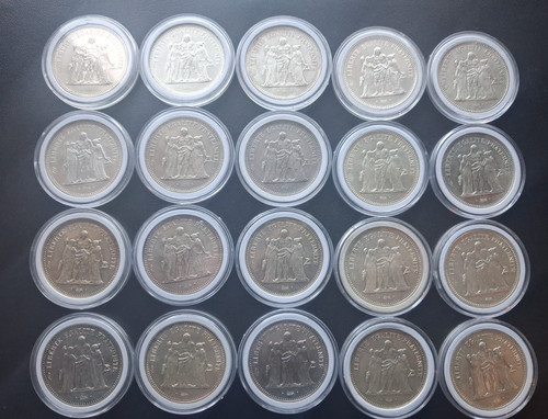 Lot pièces francs argent - 50,
