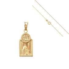 Collier - Homme/Femme - Pendentif - Mosquée - Religieux - Plaqué Or Jaune 750