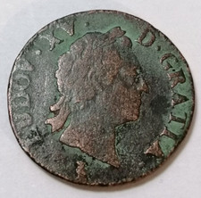 LOUIS XV DIT LE BIEN AIMÉ Sol dit "à la vieille tête" 1771 V ( Troyes ) cuivre