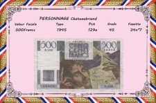 500 Francs CHATEAUBRIAND type 1945 du 9/1/ 1947 n°18606  série D.102