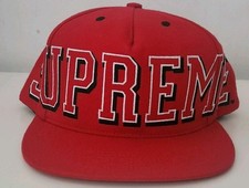 FW13 Supreme Bannière 5-panel Casquette Rouge Big Logo Rétro Chapeau Asap Rocky