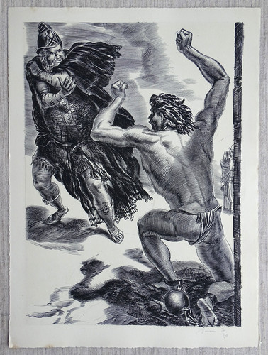 Samson combat gravure - combat,